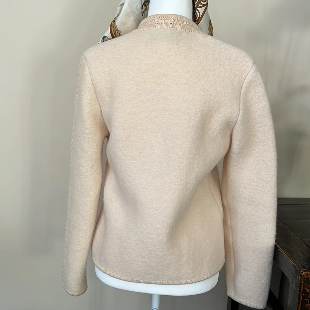 🔥HP🔥GEIGER Tyrol boiled Wool Jacket Sz 38 or S/XS, cream / beige - Picture 6 of 16